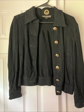 St. John Black Knit Button-Front Jacket